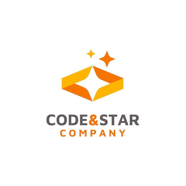 Initial Letter C Code Coding Less Greater Than symbol star for internet program script website logo