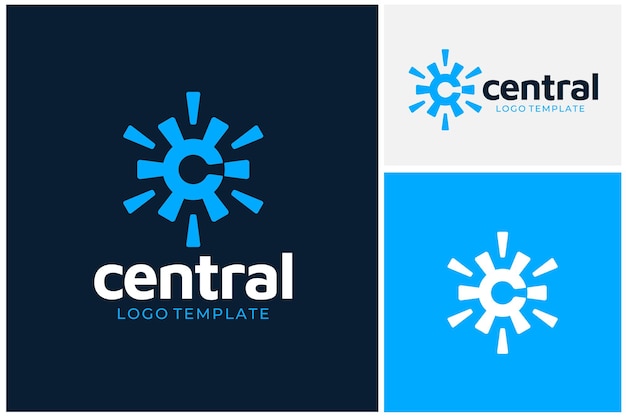 Initial Letter C Core Center Central Cog Cogwheel Circular Circuit Control simple modern logo design