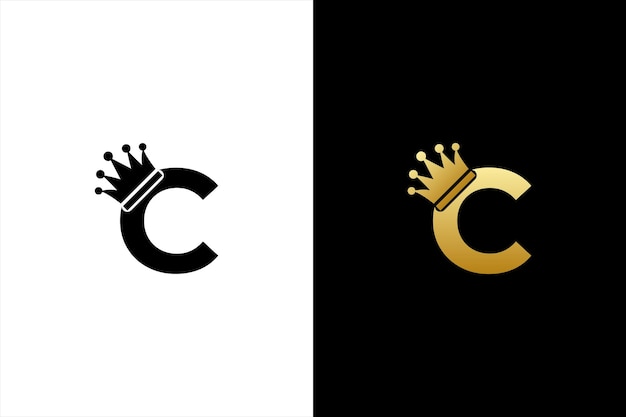 頭文字 C クラウン ロゴ キング ロイヤル ブランド会社のロゴ デザイン ベクトル テンプレート