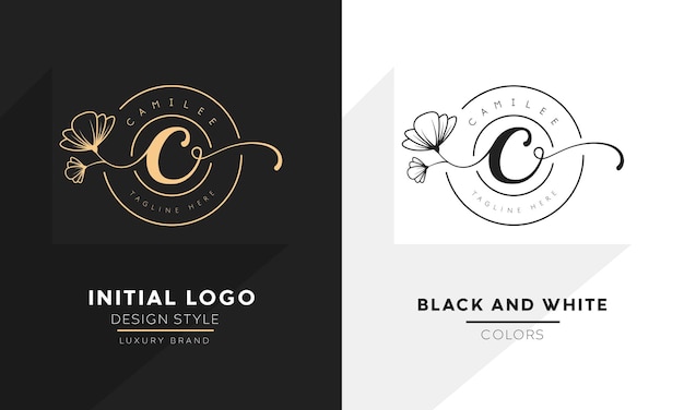 Vector initial letter c logo flower handwriting logo design vector logo for women beauty salon massage cosmetic or spa brand