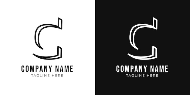 Initial letter c monogram logo design template Creative outline c typography and black colors