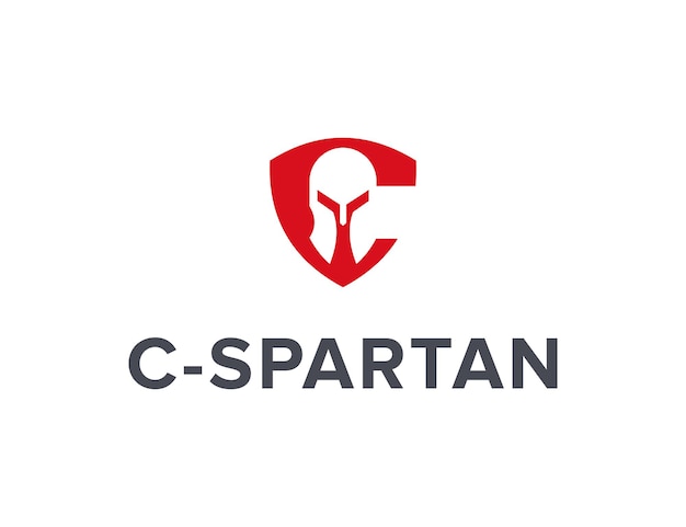 Lettera iniziale c scudo e spazio negativo spartano semplice design creativo geometrico moderno logo