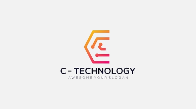 Начальная буква с TECH Logo DESIGN Symbol