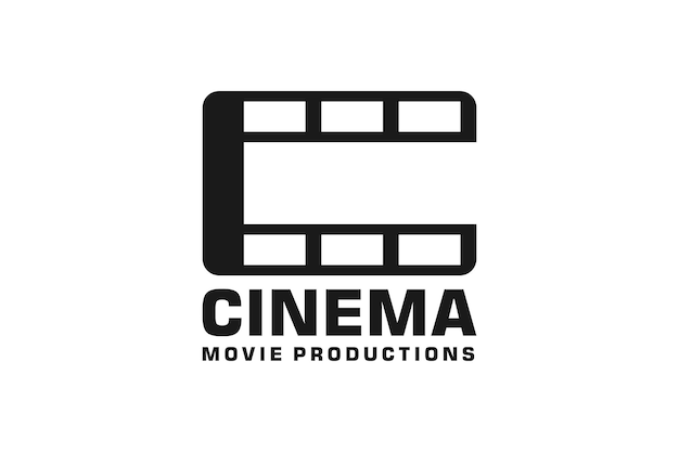 Начальная буква c с дизайном логотипа filmstripes for movie production