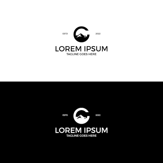 Начальная буква c с вдохновением для дизайна логотипа горы