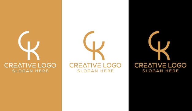 Lettera iniziale ck logo design icona simbolo moderno creativo