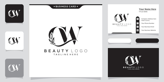 Lettera iniziale cw lusso logo design vector