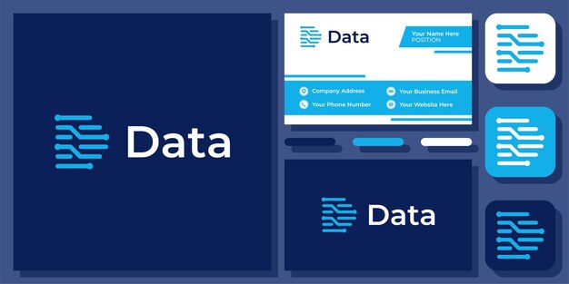 Lettera iniziale d data technology digital connect abstract tech logo design con biglietto da visita