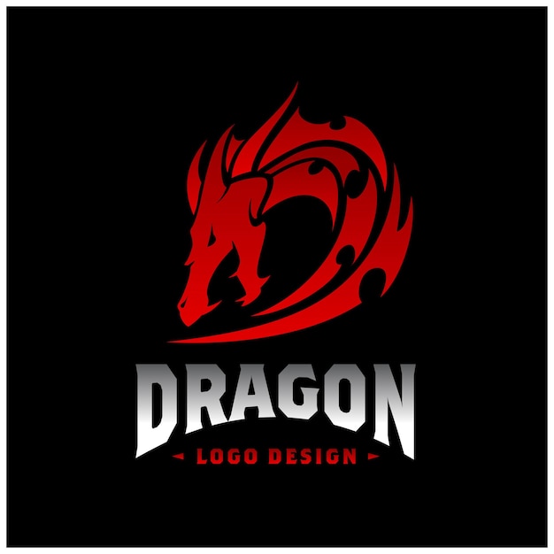 초기 Letter D Dragon Tribal 로고 디자인 영감