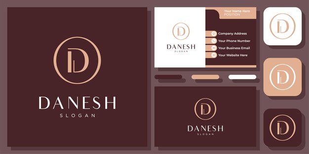 Initial letter d elegant luxury fashion business monogram vector logo design with business card