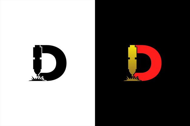 Первоначальная буква D. Плоский логотип лазерной резки. Буква D и векторный логотип с лазерной гравировкой.