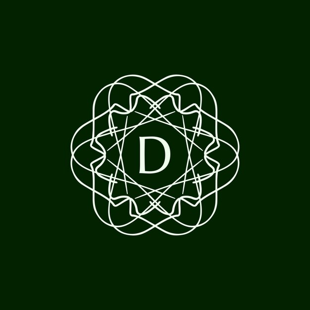 Logo della cornice circolare ornamentale con la lettera iniziale d.