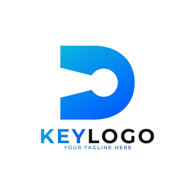 Initial Letter D Keyhole Logo Icon Logo Protection Symbol Vector Logo Design