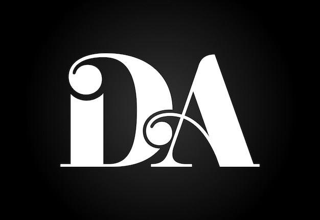 Буквица DA логотип дизайн вектор. Графический символ алфавита для фирменного стиля