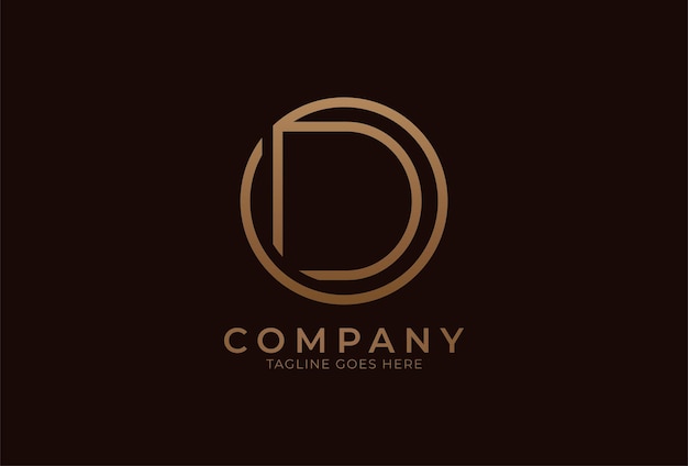 Vector initial letter d logo gold colour circle with letter d inside usable for branding and business logos