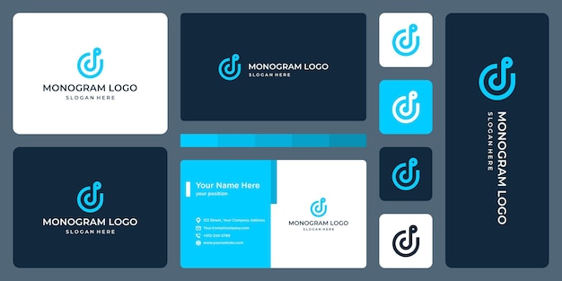 最初の文字Dのモノグラムと名刺のデザイン。