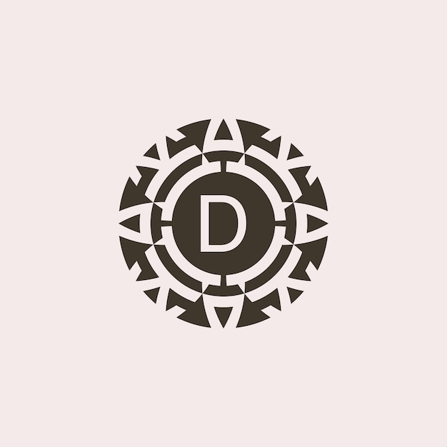 Первоначальная буква D декоративная медаль абстрактный рельефный логотип