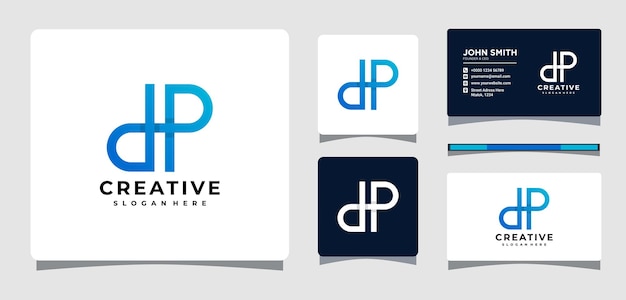 Initial Letter d and p Logo Template With Business Card Design Inspiration