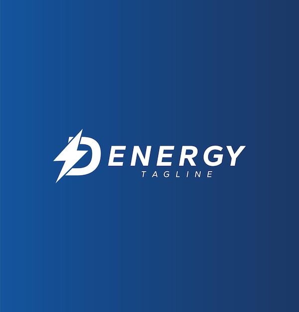 Lettera iniziale d power energy logo design con icona vettore fulmine
