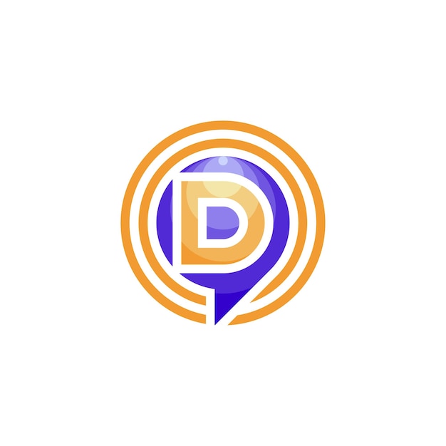 Initial letter D speech bubble chat logo