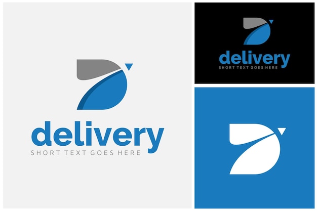 Initial Letter D with Arrow Paper Plane for Distribution Delivery or Travel Aircraft logo design