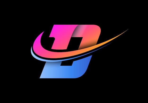 Initial letter D with the swoosh Modern gradient vector logotype for business and company identity