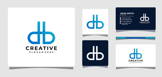 Initial letter db logo template with business card design inspiration