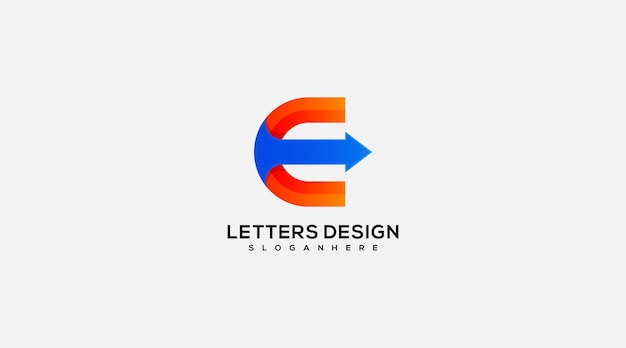 initial letter E arrow logo design vector illustration