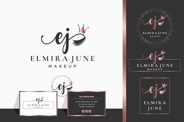 Initial letter E EJ lash Eyebrow Lashes eyelash extension logo design collection for Branding