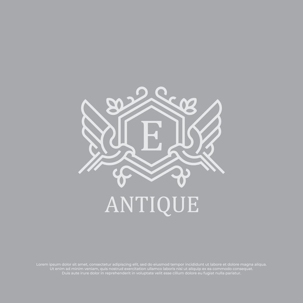 Initial letter e luxury logo template in vector vintage logo style