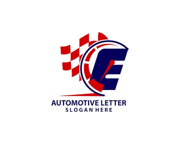 Vector initial letter e and speedmeter logo combination vector logo concept speedometer indicator icon speed sign performance fast symbol logo