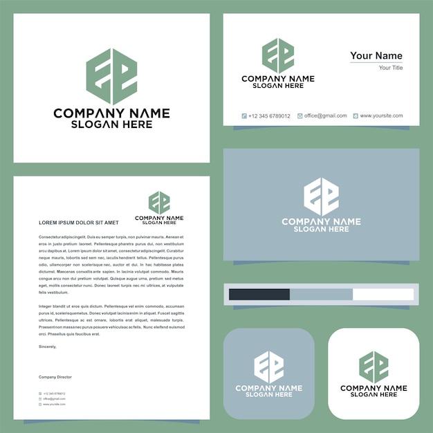 Initial letter ee sheild company design logo and business card