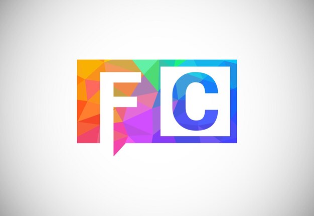 Initial Letter F C Low Poly Logo Design Vector Template Graphic Alphabet Symbol For Corporate Business Identity