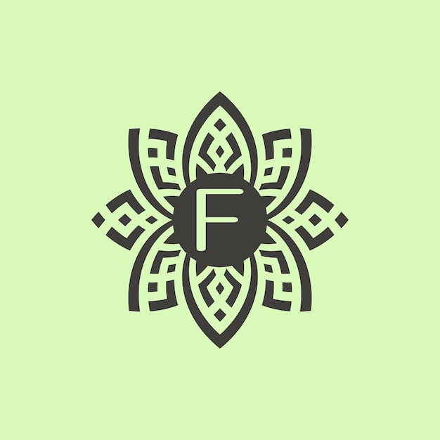 Initial letter F floral ornamental border frame logo