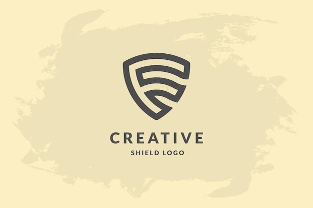 Initial letter f in shape of shield Handwriting vector logo design illustration image