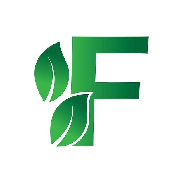 Lettera iniziale f con logo a foglia modello di design con logo f lettera a foglia ecologica verde