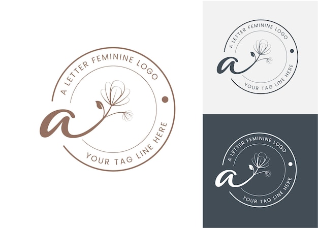 Initial letter a flower handwriting  vector logo design for women's beauty and spa salon