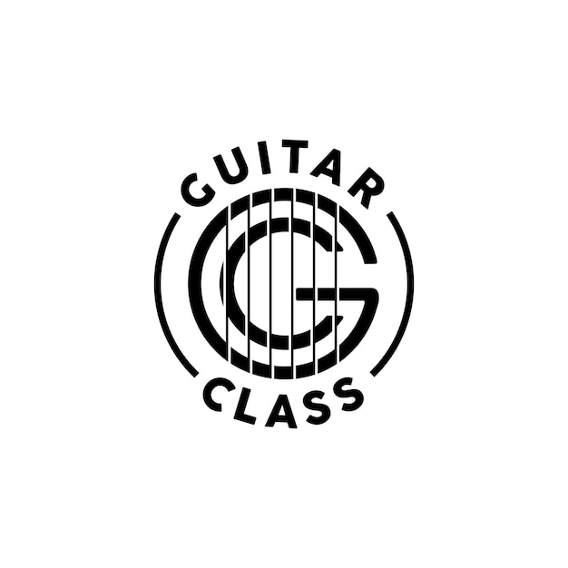 Initial letter g c or cg guitar strings music logo design