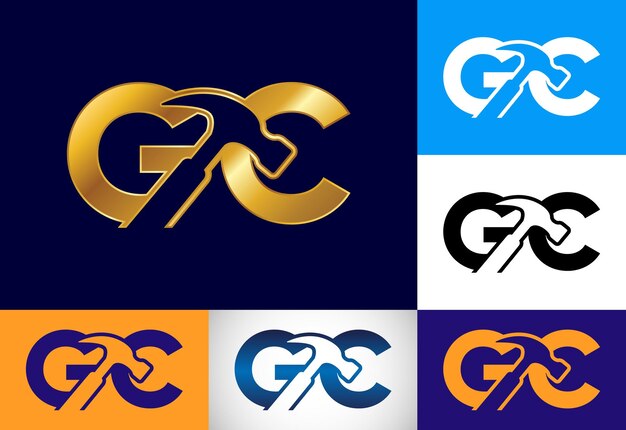 Initial letter g c logo design vector graphic alphabet symbol for corporate business identity