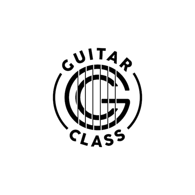Начальная буква gc или cg guitar strings music дизайн логотипа