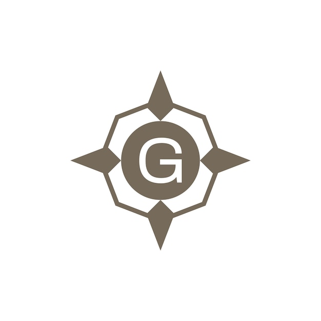 Initial letter G ornamental wind direction compass logo