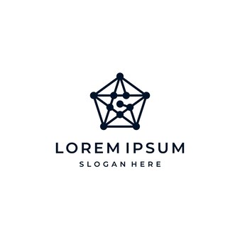 Lettera iniziale g con ispirazione per il design del logo della rete blockchain del pentagono a stella