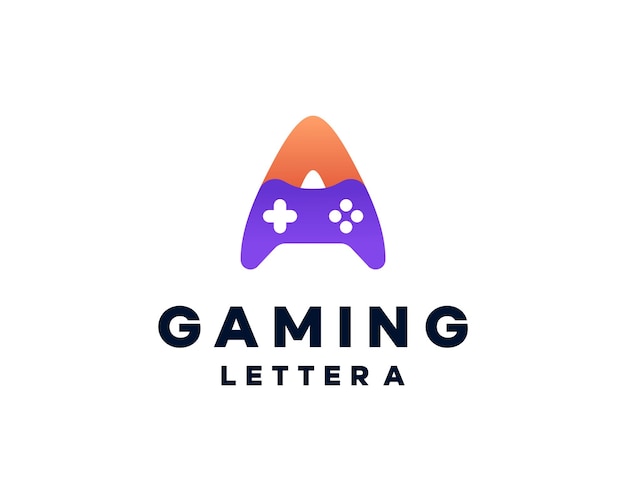 Первоначальная буква A Gamepad Joystick Game Controller Консоль Gaming Современный красочный векторный дизайн логотипа