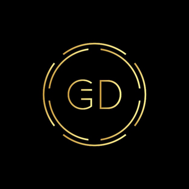 초기 편지 GD 크리에이 티브 로고 디자인 벡터 템플릿 디지털 럭셔리 편지 GD 로고 디자인