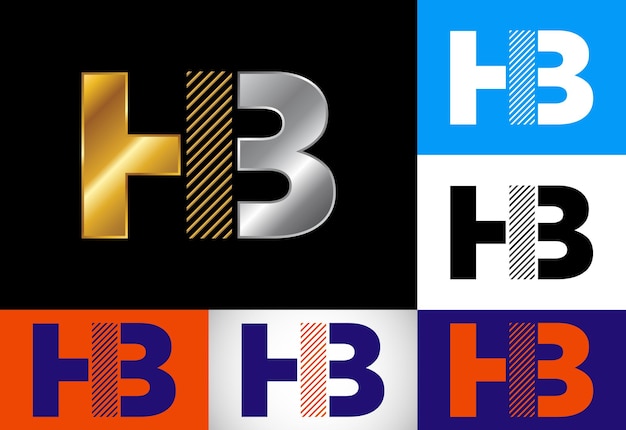 벡터 기업 비즈니스 정체성을 위한 초기 문자 hb 로고 디자인 벡터 그래픽 알파벳 기호