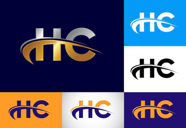 Lettera iniziale hc logo design vector graphic alfabeto simbolo per l'identità aziendale