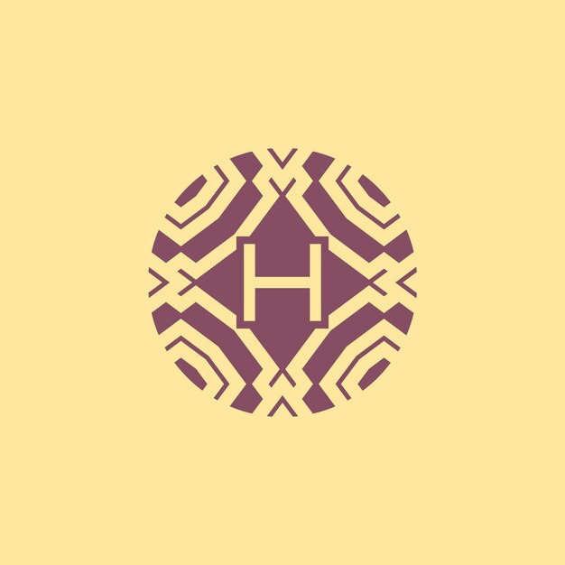 Initial letter H circle frame unique tribe pattern logo