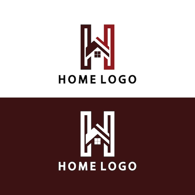 Disegno dell'illustrazione vettoriale dell'icona del logo iniziale della lettera h home