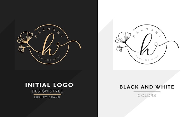 Initial letter h logo flower handwriting logo design vector logo for women beauty salon massage cosmetic or spa brand