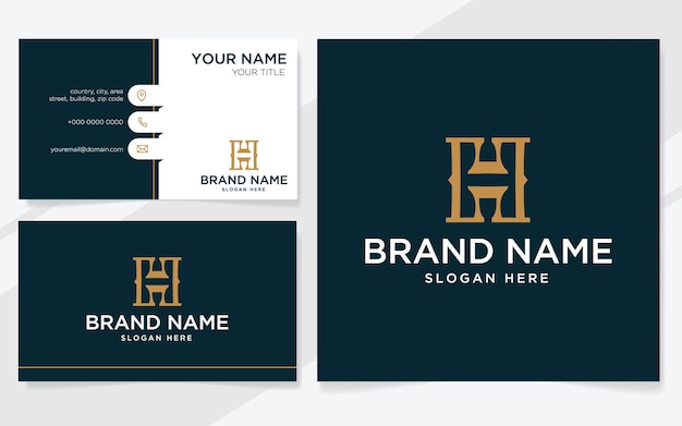 Lettera iniziale h logo di lusso per azienda con modello di biglietto da visita